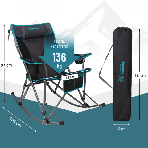 Fundango Berlin Classic Chair Plus Sallanan Katlanır Kamp Sandalyesi Blk/Grey