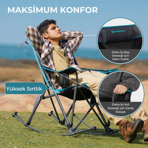 Fundango Berlin Classic Chair Plus Sallanan Katlanır Kamp Sandalyesi Blk/Grey