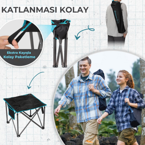 Fundango Cozy Stool Plus Ultra Konforlu Destekli Katlanır Tabure Black