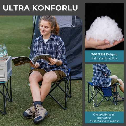 Fundango Cozy Stool Plus Ultra Konforlu Destekli Katlanır Tabure Black