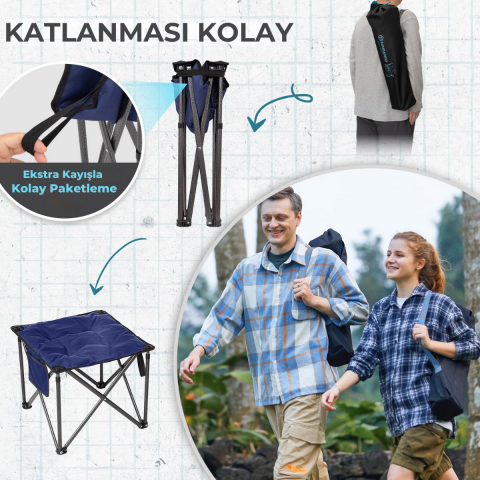 Fundango Cozy Stool Plus Ultra Konforlu Destekli Katlanır Tabure Blue