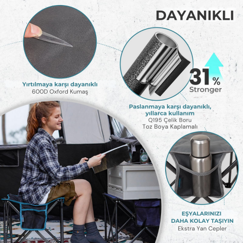 Fundango Cozy Stool Plus Ultra Konforlu Destekli Katlanır Tabure Grey