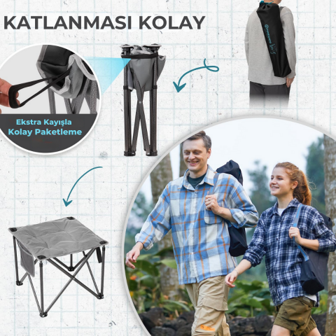 Fundango Cozy Stool Plus Ultra Konforlu Destekli Katlanır Tabure Grey