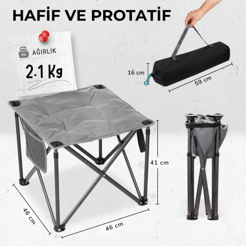 Fundango Cozy Stool Plus Ultra Konforlu Destekli Katlanır Tabure 2'li Set Grey