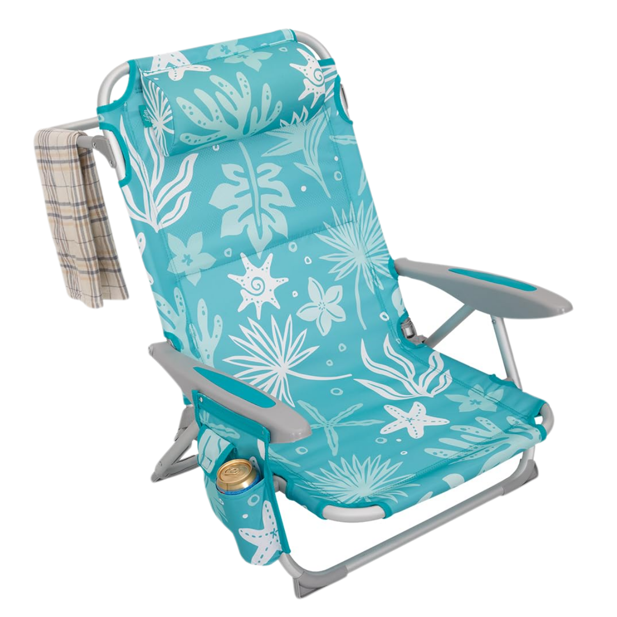 Wejoy Luna Beach 4 Kademeli Katlanır Plaj Sandalyesi Cyan/White