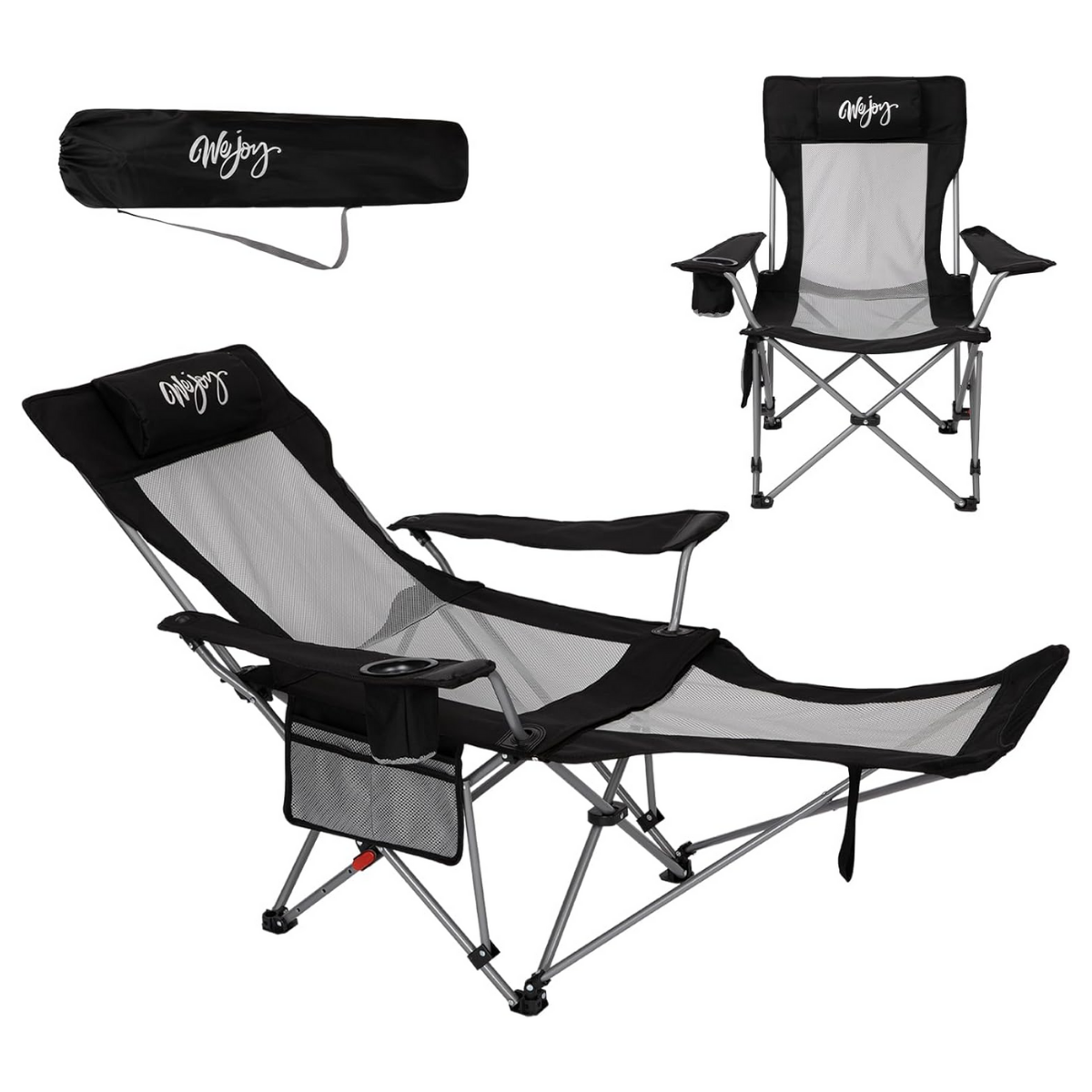 Wejoy AeroComfort Lounge 4 Pozisyonlu Yatabilen Kamp Sandalyesi Black/Grey