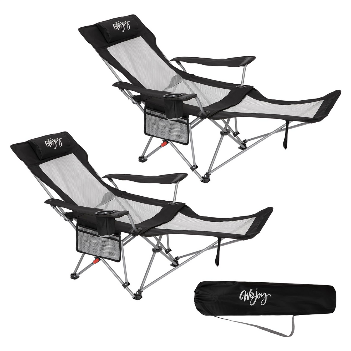 Wejoy AeroComfort Lounge 2'li Set 4 Pozisyonlu Yatabilen Kamp Sandalyesi Blk/Gry