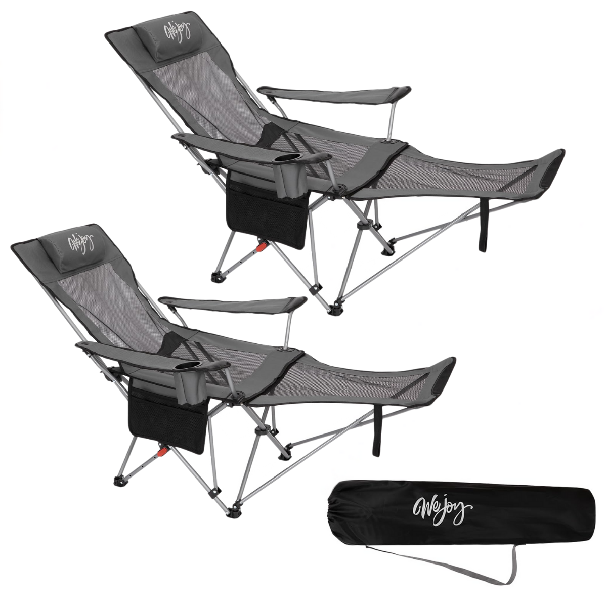 Wejoy AeroComfort Lounge 2'li Set 4 Pozisyonlu Yatabilen Kamp Sandalyesi Gry/Blk
