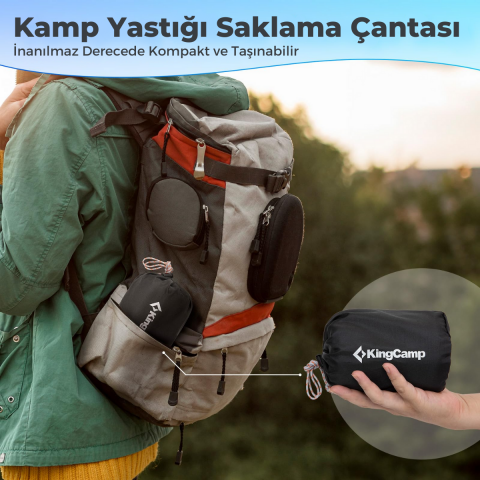 KingCamp HYPNOS Yıkanabilir Kılıflı Hafızalı Kompakt Şişme Kamp Yastığı