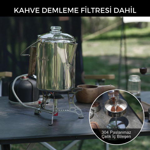 KingCamp Percolator Coffee Pot Çelik Kahve Demleme Seti