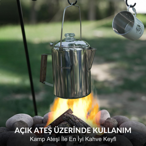 KingCamp Percolator Coffee Pot Çelik Kahve Demleme Seti
