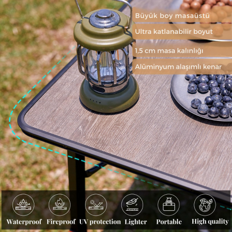 KingCamp Granite Premium 80x60 Katlanır Lux Kamp Masası