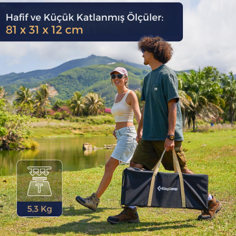 KingCamp Granite Premium 80x60 Katlanır Lux Kamp Masası