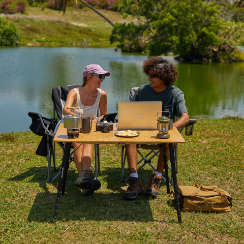 KingCamp Bamboo All-Terrain L 100x70 Bambu Kamp Masası