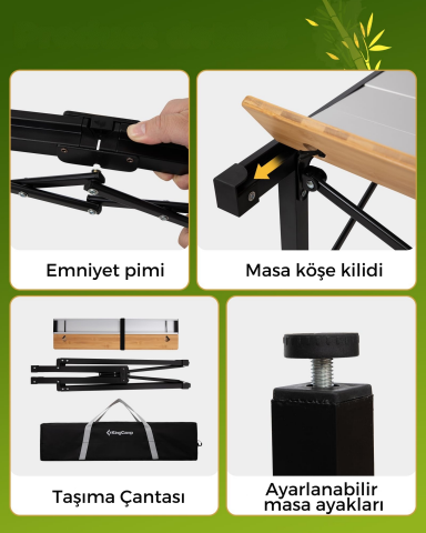 KingCamp Granite Pro M 102x70 Katlanır Lux Kamp Masası