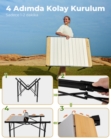 KingCamp Granite Pro XL 136x70 Katlanır Lux Kamp Masası