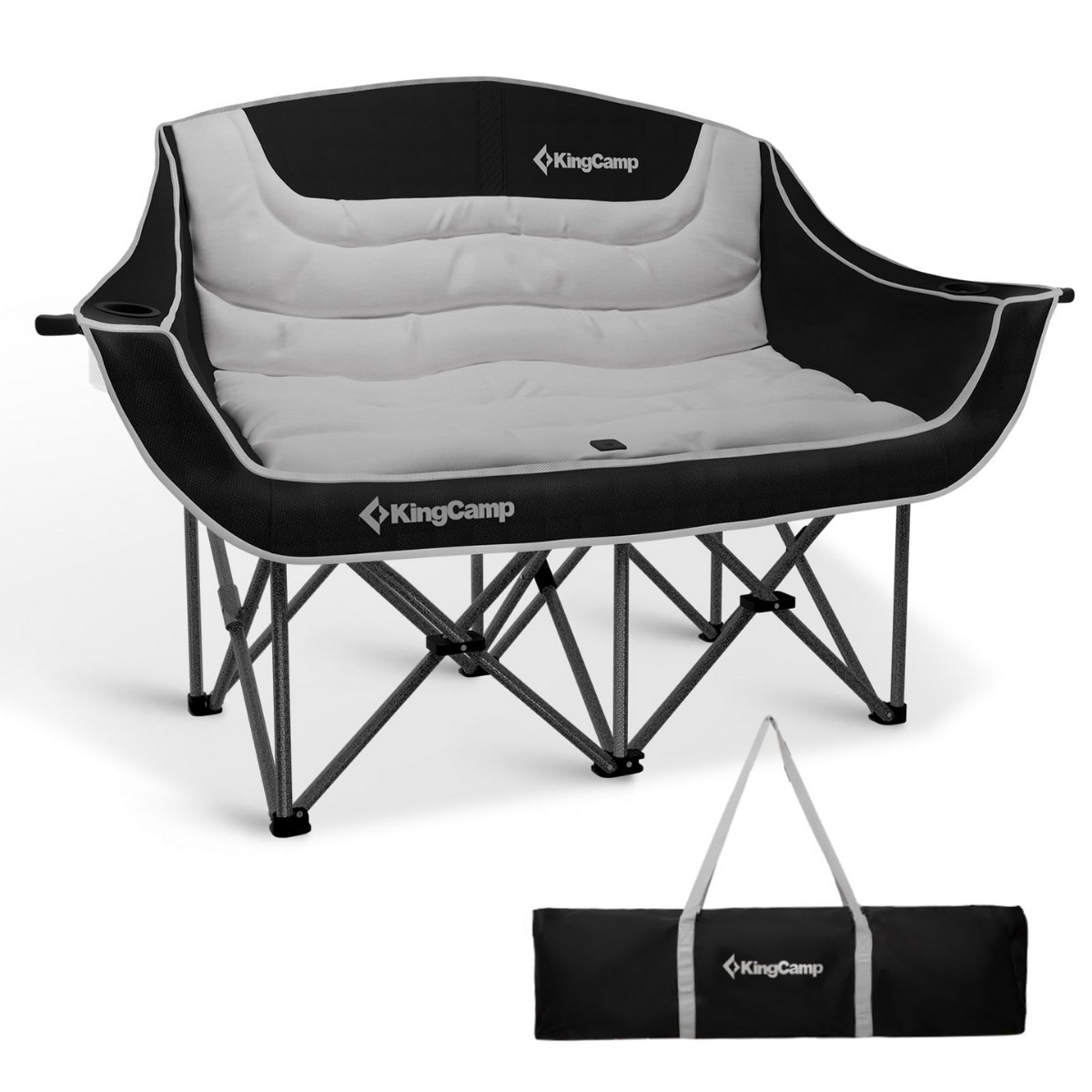 KingCamp Loveseat Plus XXL Çift Kişilik Katlanır Kamp Sandalyesi B.Grey