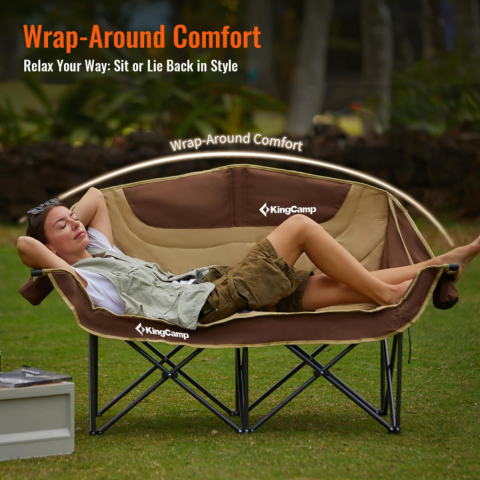 KingCamp Loveseat Plus XXL Çift Kişilik Katlanır Kamp Sandalyesi Coffee