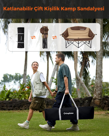 KingCamp Loveseat Plus XXL Çift Kişilik Katlanır Kamp Sandalyesi Coffee