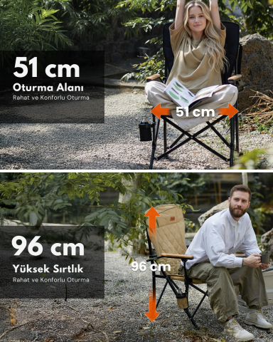 KingCamp Polar Comfort Plus Ultra Konforlu Katlanır Kamp Sandalyesi Black