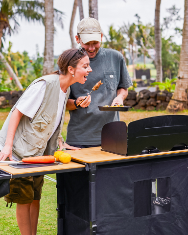 KingCamp Premium Camp Kitchen Station Bambu Portatif Kamp Mutfağı