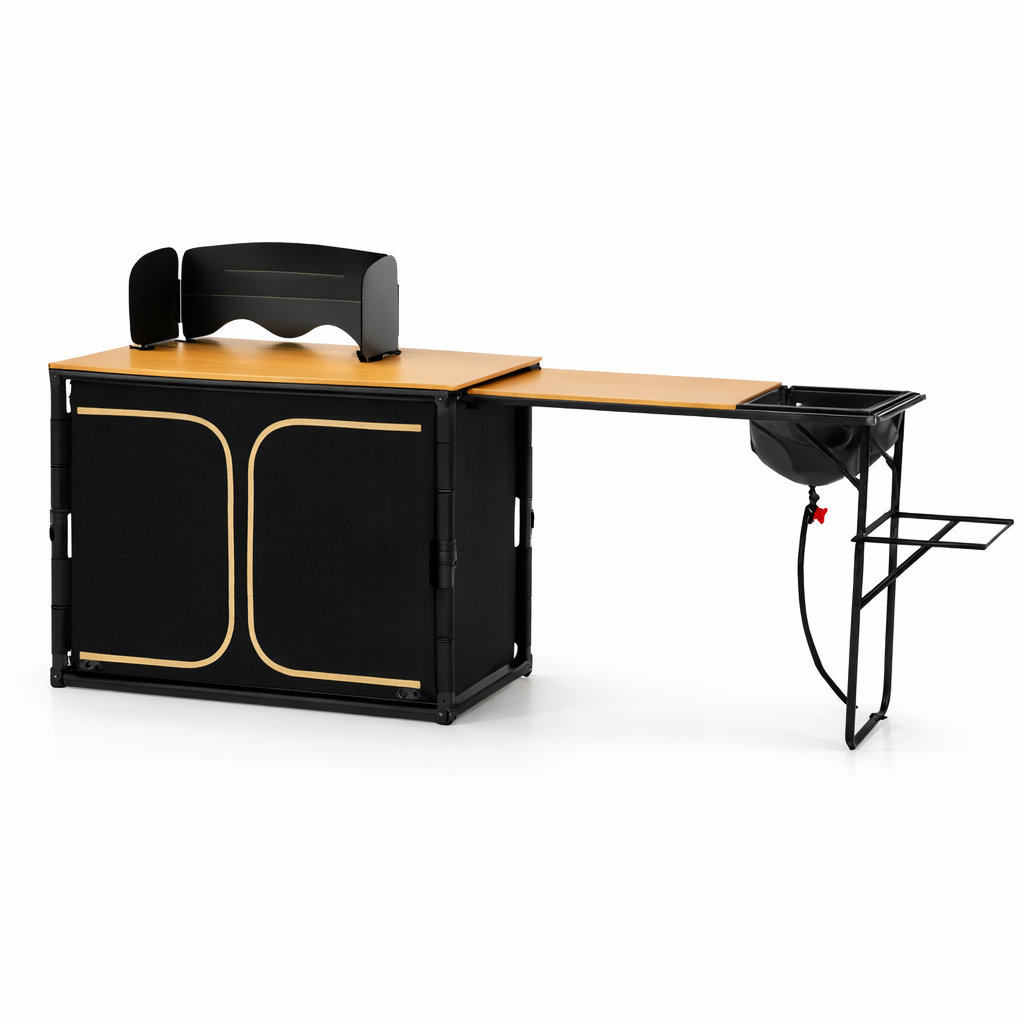 KingCamp Premium Camp Kitchen Station Bambu Portatif Kamp Mutfağı