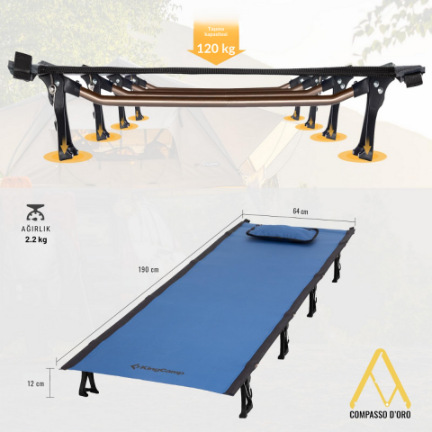 KingCamp Sequoia Ultralight Katlanır Kampet Portatif Yatak Blue/Blk