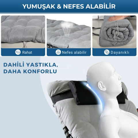 KingCamp Berlin Cool Plus 5 Kademeli Katlanır Şilteli Şezlong & Kampet