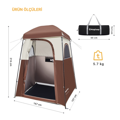 KingCamp Marasusa Duş ve Tuvalet Çadırı Green Coffee/Grey
