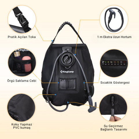 KingCamp Deluxe Solar Shower 20 L Kamp Duşu