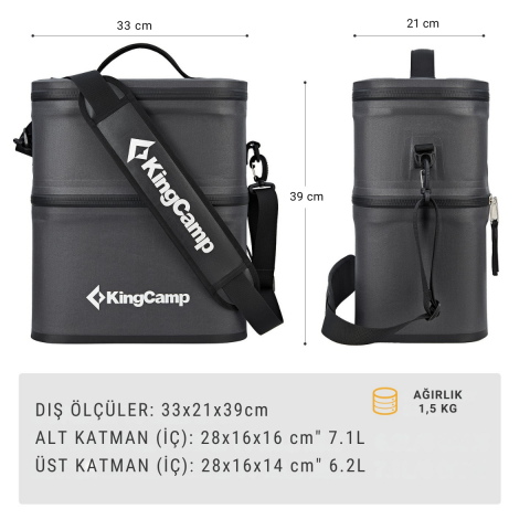 KingCamp Linderman Yüksek Yalıtımlı Çift Katman Soğutucu Termal Çanta