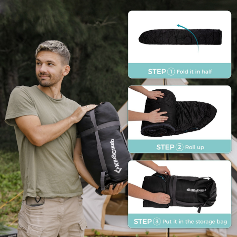 KingCamp Cloud 400 Ultra -15°C Geniş Uyku Tulumu Black Sol F.