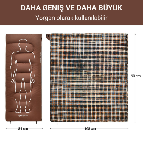 KingCamp Snowflake 400 Ultra -15°C Uyku Tulumu Coffee Sağ F.