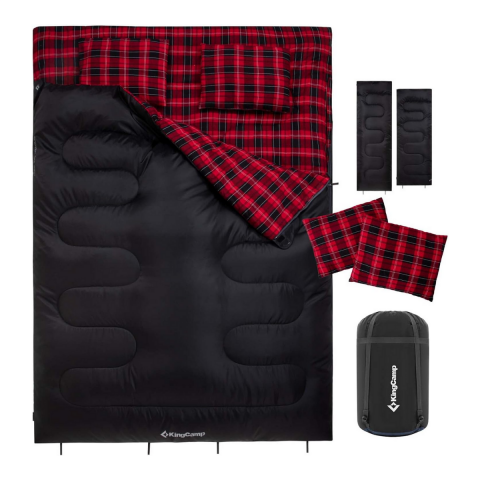 KingCamp Snowflake 300-D Ultra Çift Kişilik Uyku Tulumu Black