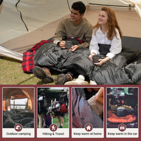 KingCamp Snowflake 300-D Ultra Çift Kişilik Uyku Tulumu Black