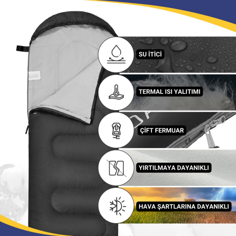 KingCamp Oasis 250 Ultralight Uyku Tulumu Black Sol F.