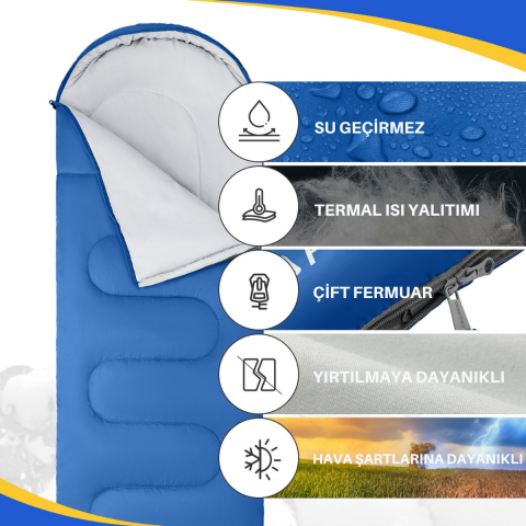 KingCamp Oasis 250 Ultralight Uyku Tulumu Blue Sağ F.