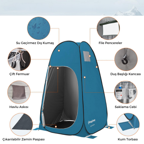 KingCamp Genova Multitent Duş ve Tuvalet Çadırı Blue