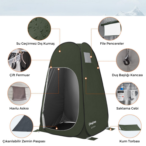KingCamp Genova Multitent Duş ve Tuvalet Çadırı Green