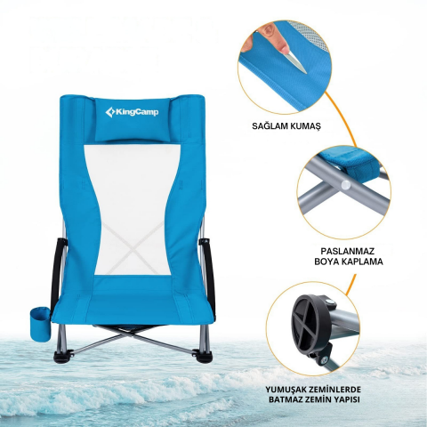 KingCamp Lilac High Comfort Plaj ve Dinlenme Sandalyesi 2'li Set Blue