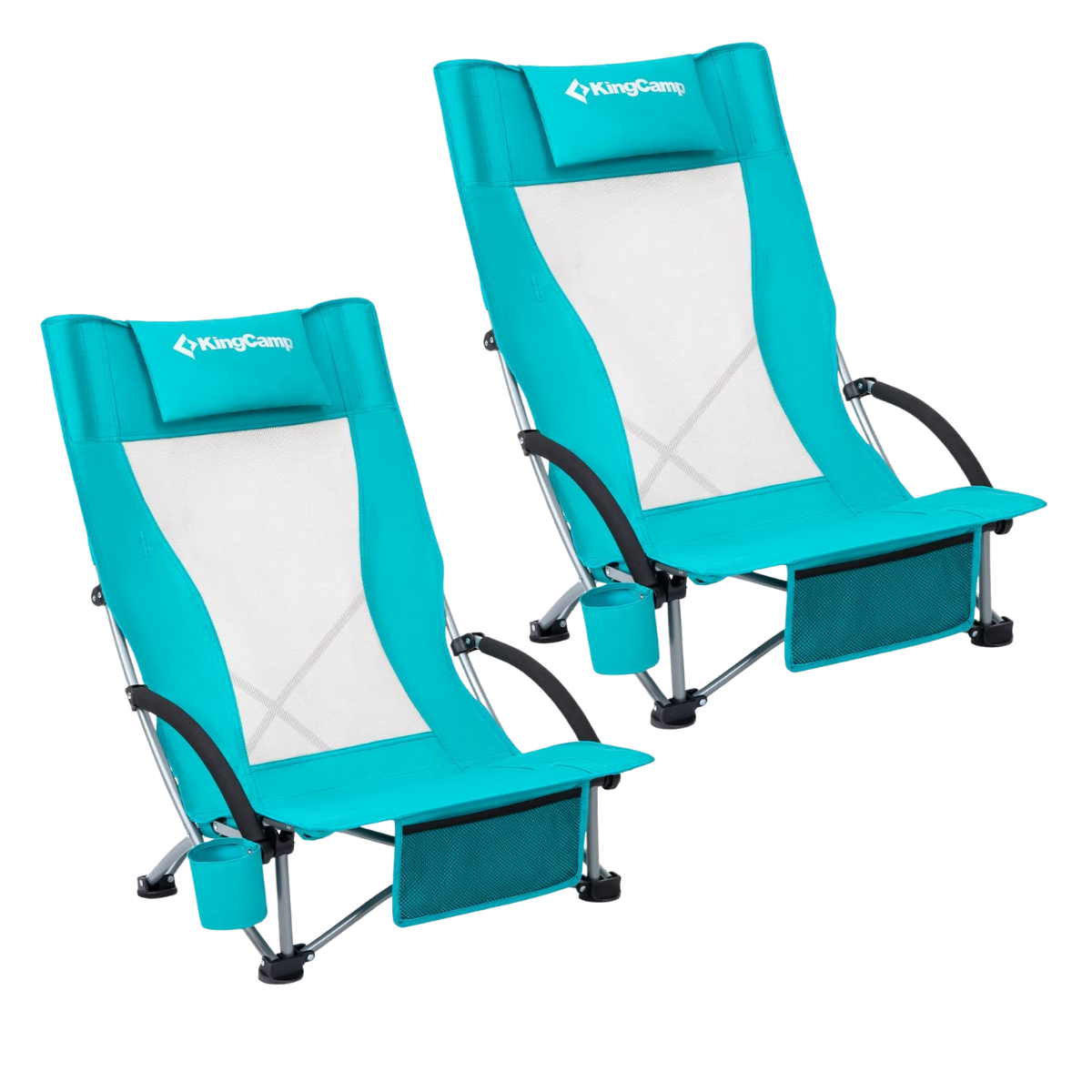 KingCamp Lilac High Comfort Plaj ve Dinlenme Sandalyesi 2'li Set Cyan