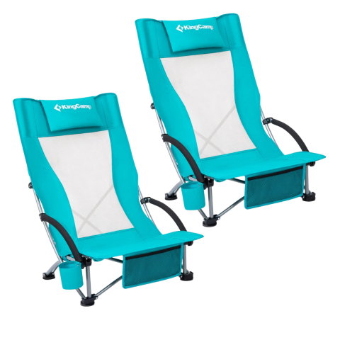 KingCamp Lilac High Comfort Plaj ve Dinlenme Sandalyesi 2'li Set Cyan