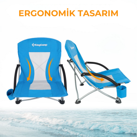 KingCamp Lilac Beach Chair Plaj ve Dinlenme Sandalyesi 2'li Set Blue