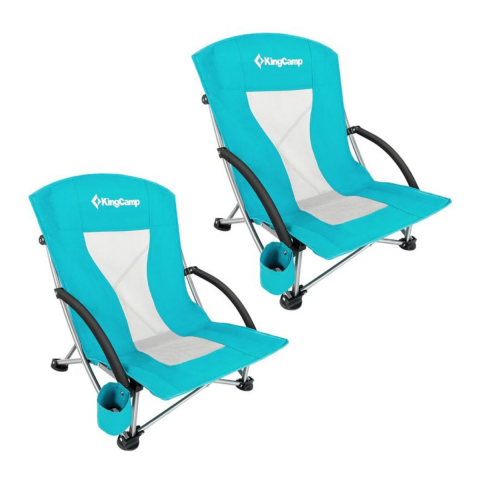 KingCamp Lilac Beach Chair Plaj ve Dinlenme Sandalyesi 2'li Set Cyan