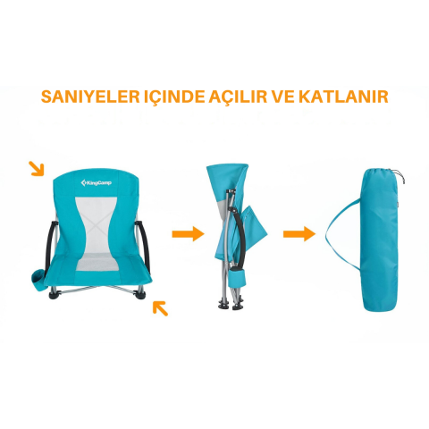 KingCamp Lilac Beach Chair Plaj ve Dinlenme Sandalyesi 2'li Set Cyan