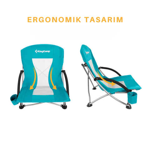 KingCamp Lilac Beach Chair Plaj ve Dinlenme Sandalyesi 2'li Set Cyan