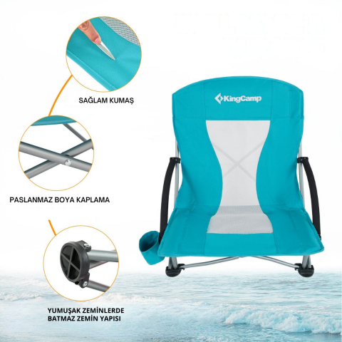 KingCamp Lilac Beach Chair Plaj ve Dinlenme Sandalyesi 2'li Set Cyan