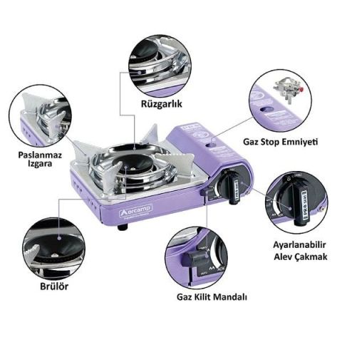 Orcamp Mini Çantalı Kamp Ocak Mor