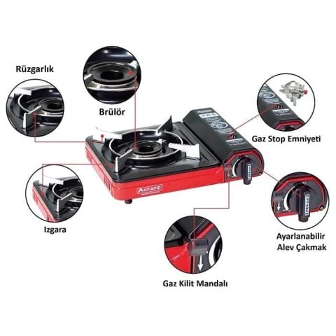 Orcamp CK-505 Portatif Kamp Ocağı Kırmızı