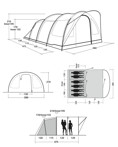 Outwell Sky 6 Lux Blackroom 18 M² & 6 Kişilik Yüksek Aile Çadırı